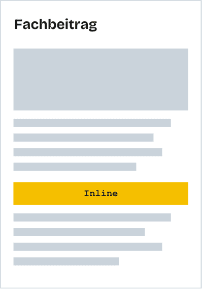 Schema eines Fachbeitrags: ein Inline-Werbeplatz zwischen den Absätzen.