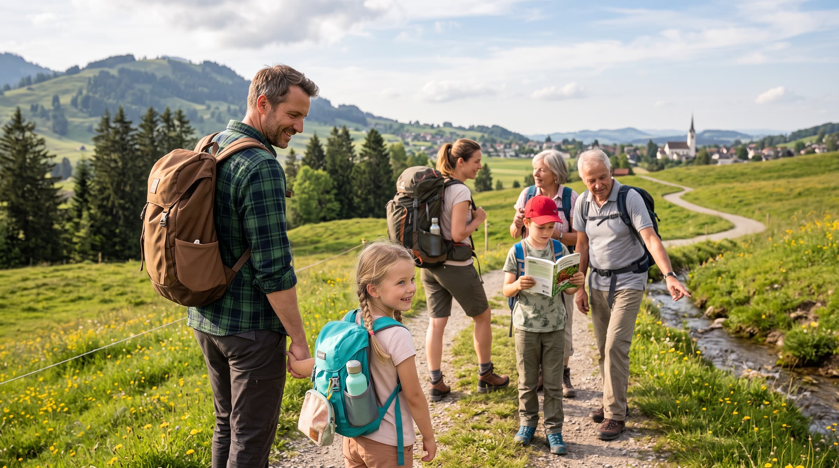 Familie mit Kindern am Wandern